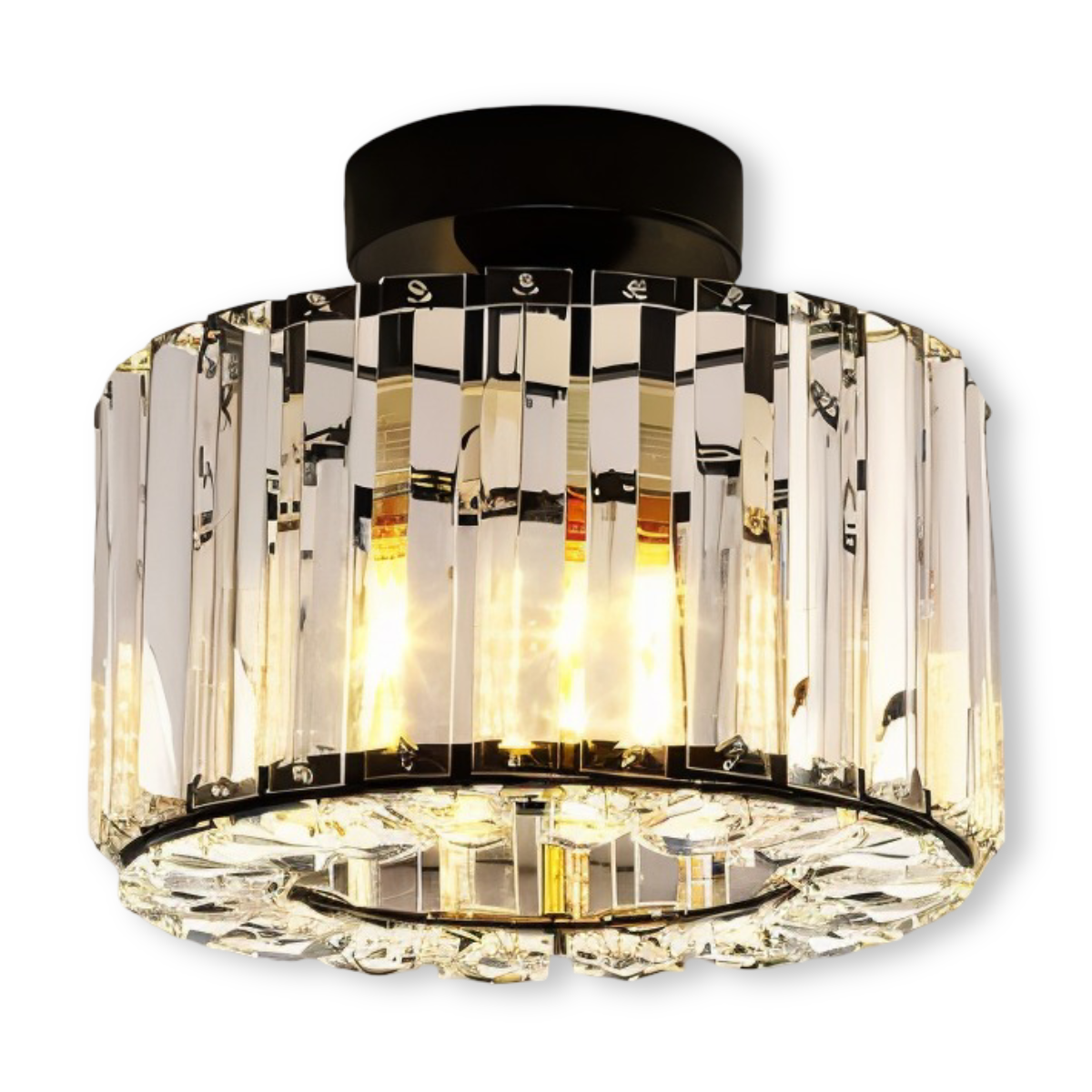 LustraVine – Halvinkapslad Kristalltaklampa med Modern Rund Design