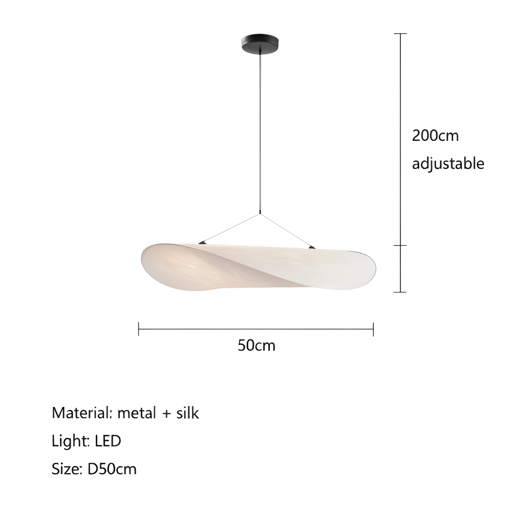 Auréline – Handgjord Pendellampa i Tyg och Metall med LED-belysning