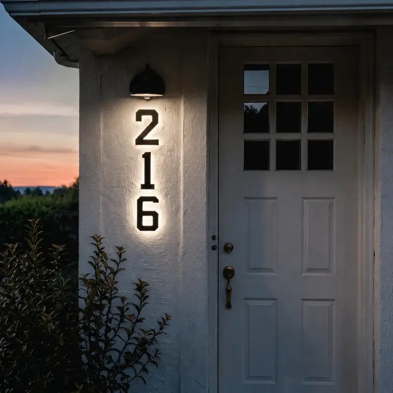 Solcellsdriven LED-husnummerlampa för fasad