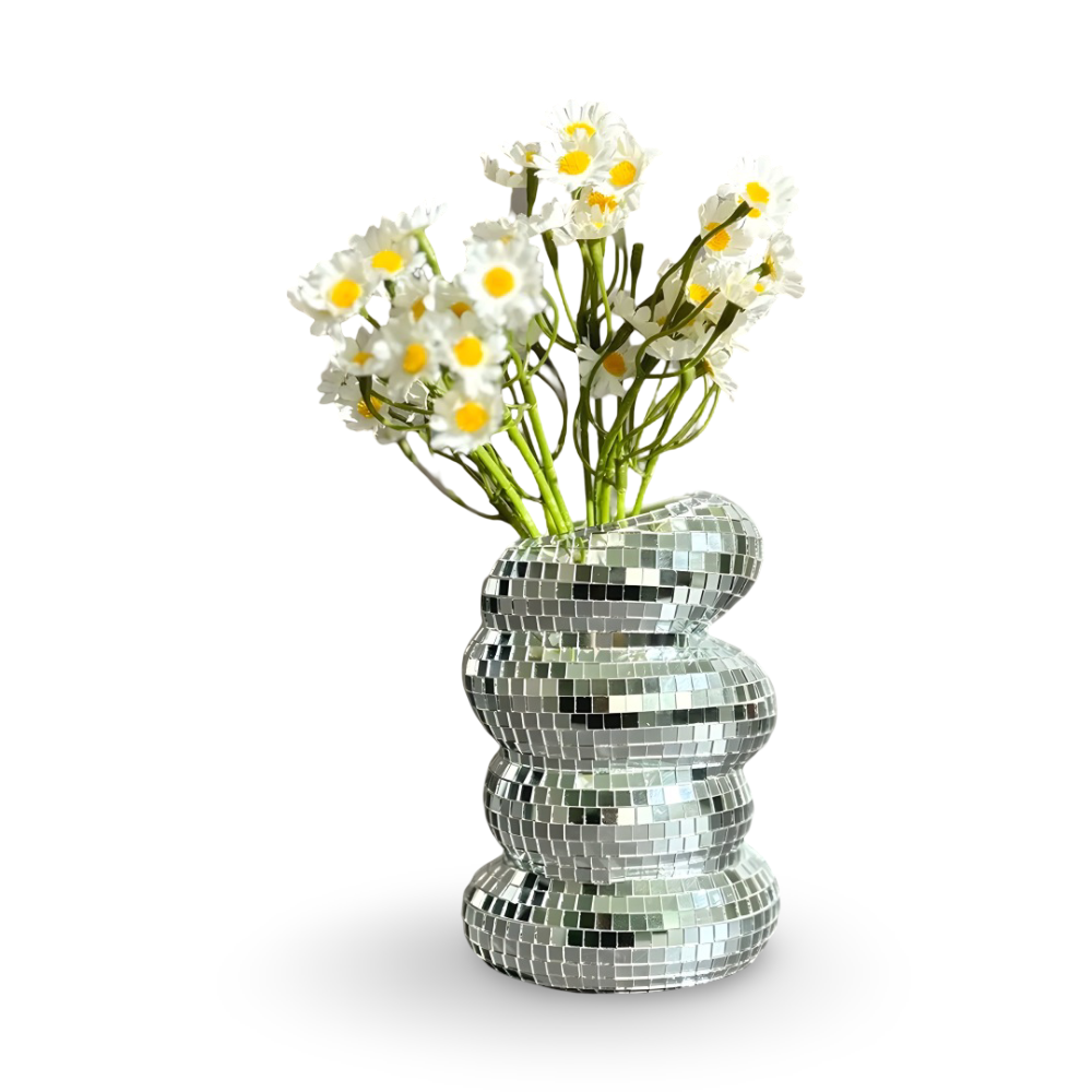 LumoSpiral – Glittrande Disco-Vas i Spegeldesign