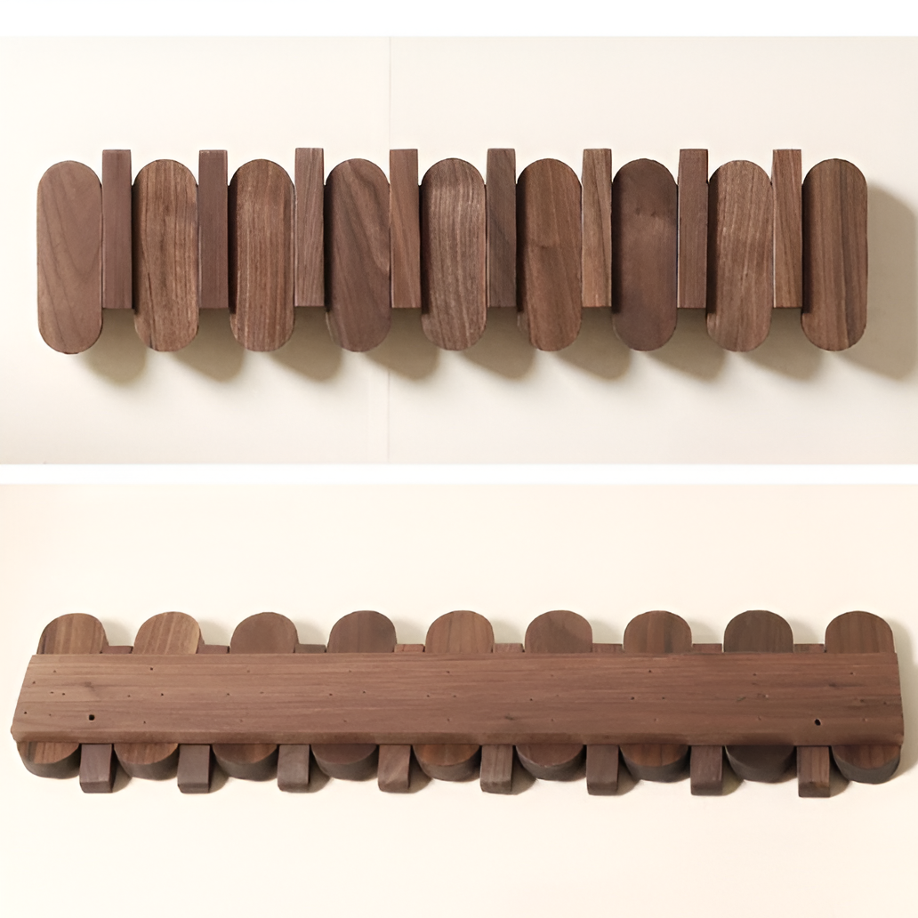 Walnoa – Väggmonterad Valnötshängare med Hylla & Krokar