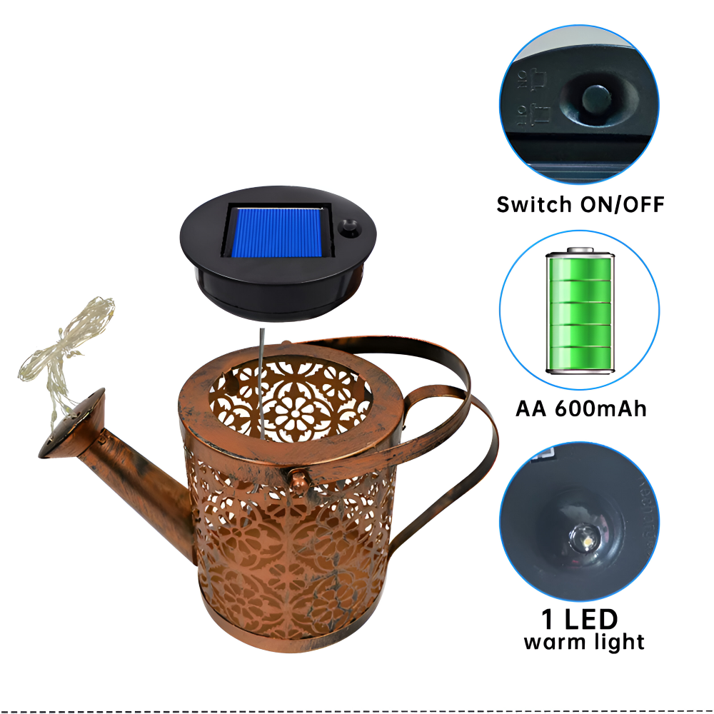 GlowCanne – Solcellsdriven Vattenkanna med Sagolik Ljusslinga