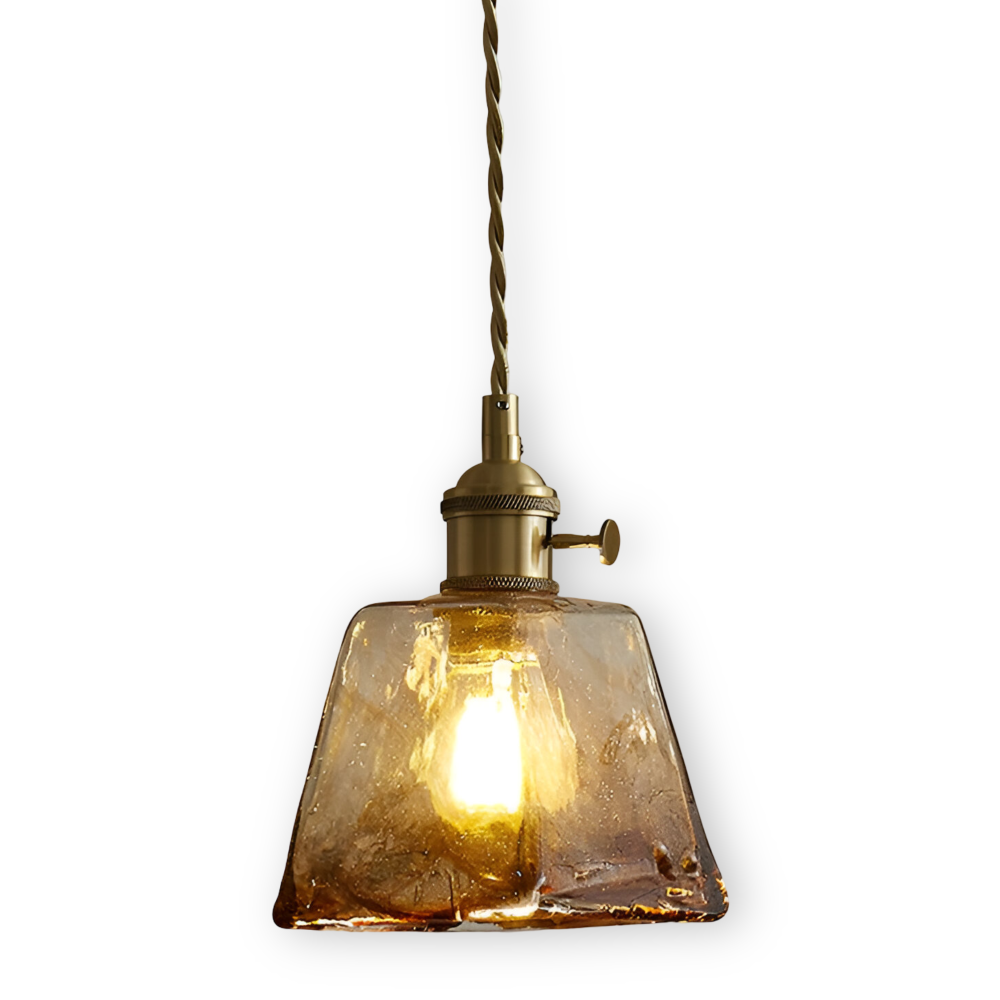 Brassoria – Vintage Glaspendellampa i Antik Mässing