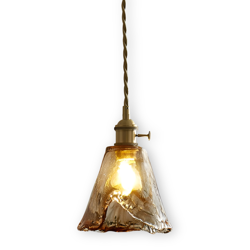 Brassoria – Vintage Glaspendellampa i Antik Mässing