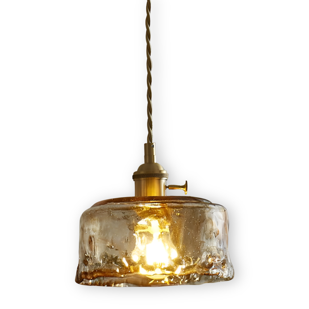 Brassoria – Vintage Glaspendellampa i Antik Mässing