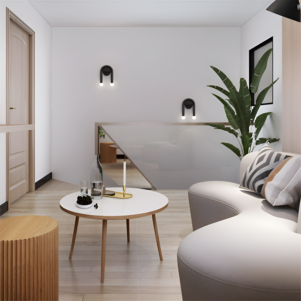 UDrop – Vägglampa i Svart Metallbåge med Dubbel LED-belysning och Konstnärlig Design