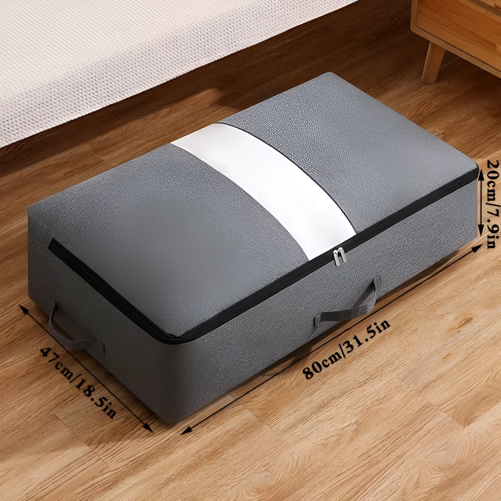 UnderSpace – Underbäddsförvaringsbox med Fönster & Dragkedja för Täcken och Kläder