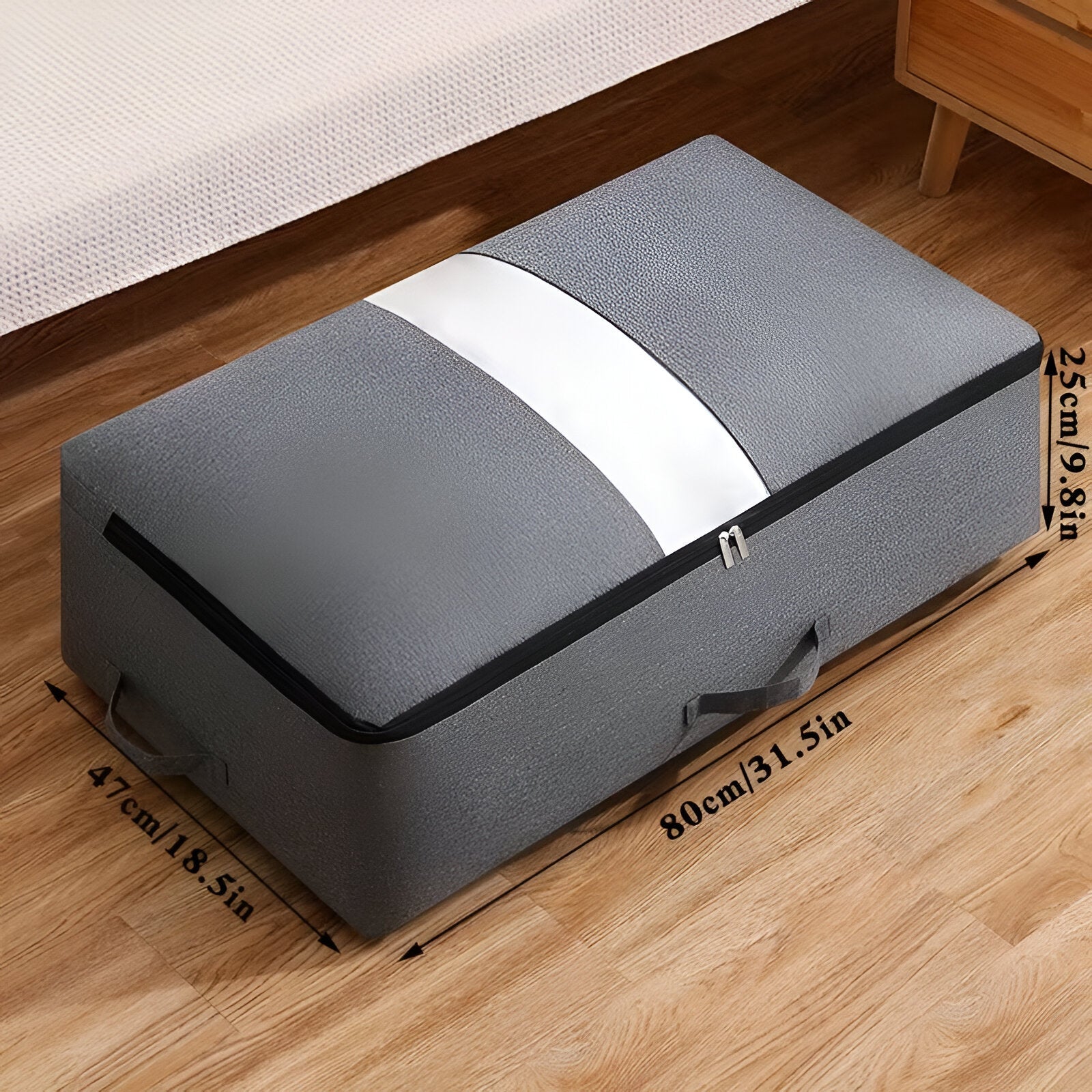 UnderSpace – Underbäddsförvaringsbox med Fönster & Dragkedja för Täcken och Kläder