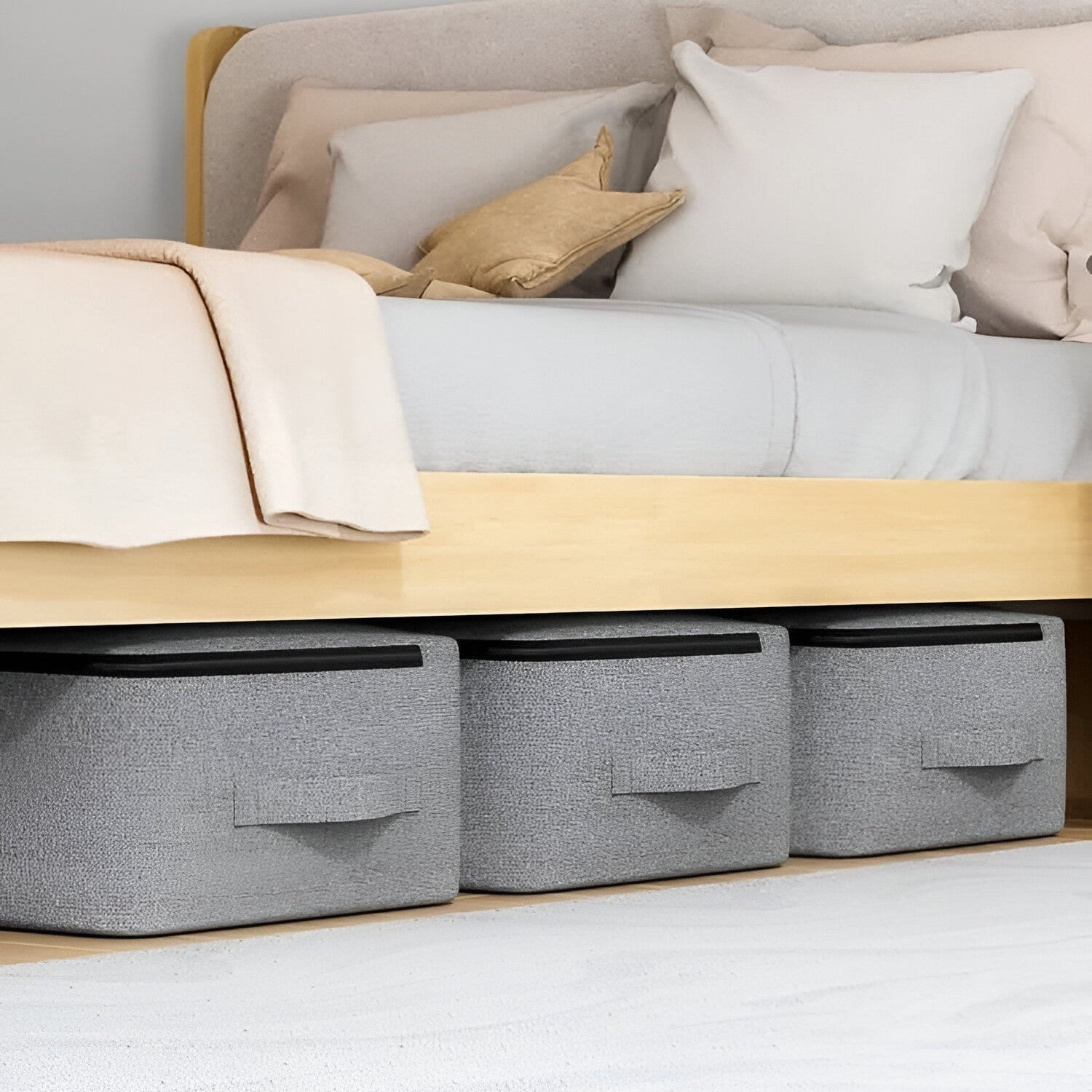 UnderSpace – Underbäddsförvaringsbox med Fönster & Dragkedja för Täcken och Kläder