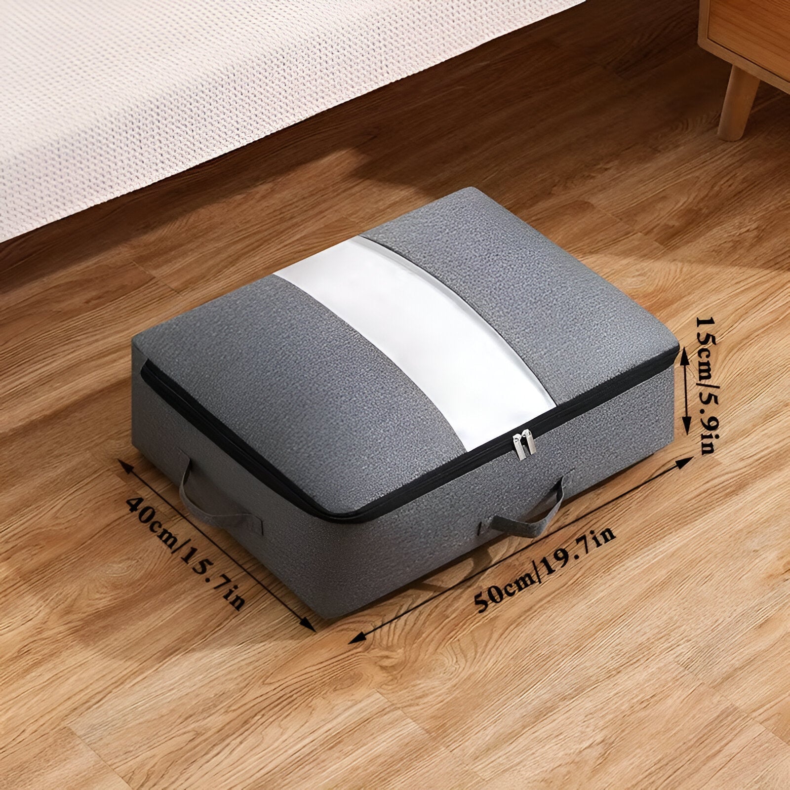 UnderSpace – Underbäddsförvaringsbox med Fönster & Dragkedja för Täcken och Kläder