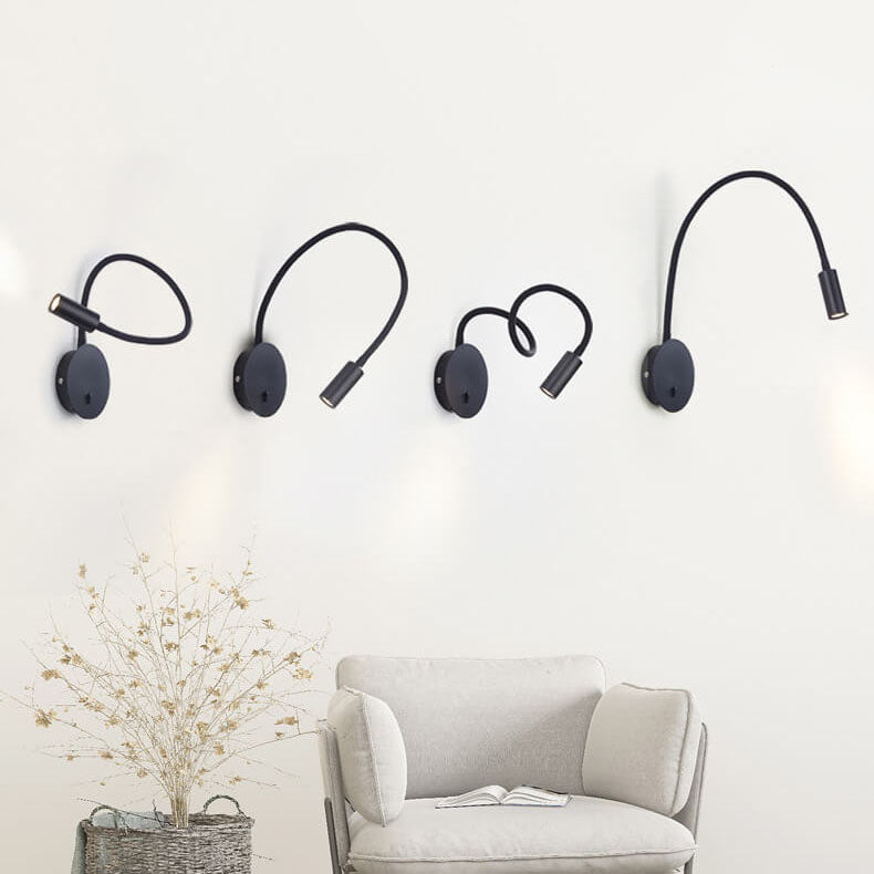 Svart LED-vägglampa med 360° justerbart ljus