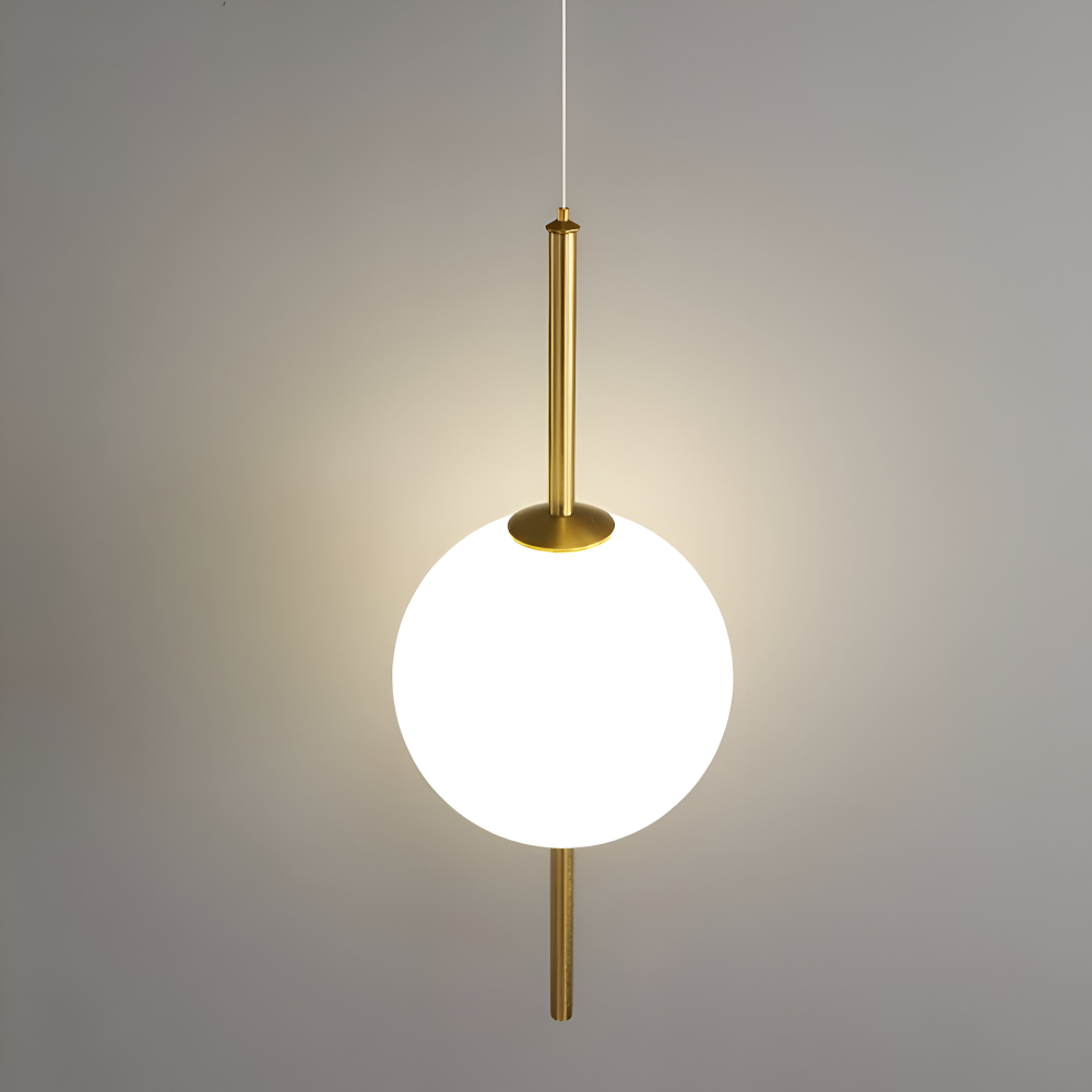 VertiGlobe – Lyxig Pendellampa med Vertikalt Snöre och Matt Glaskula