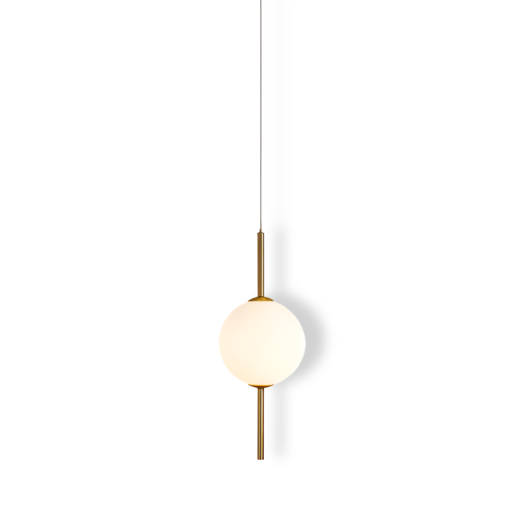 VertiGlobe – Lyxig Pendellampa med Vertikalt Snöre och Matt Glaskula