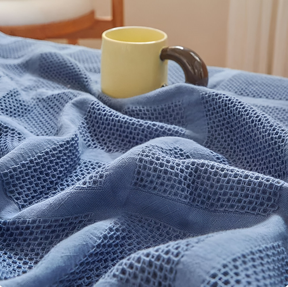 WaffleSoft Cloud – Hypoallergen Bomullsfilt i Twillväv