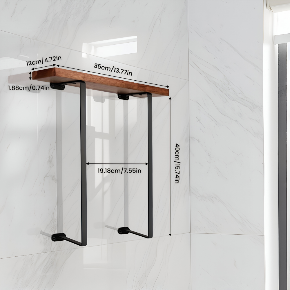 WoodRail Duo – Elegant Väggmonterad Dubbel Handdukshållare i Trä & Metall