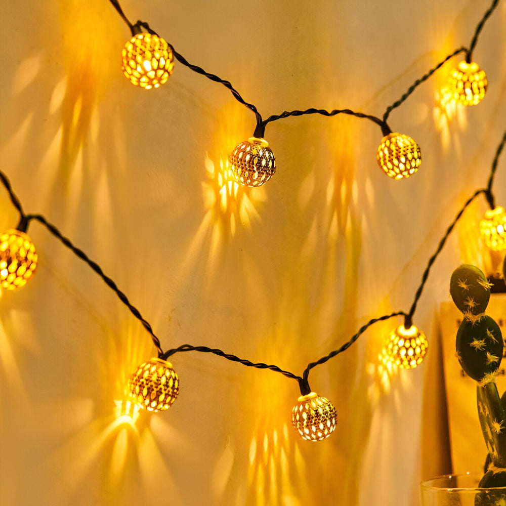 MarocGlow Solcellsslinga – Vattentät Marockansk LED-Ljusslinga för Utomhus