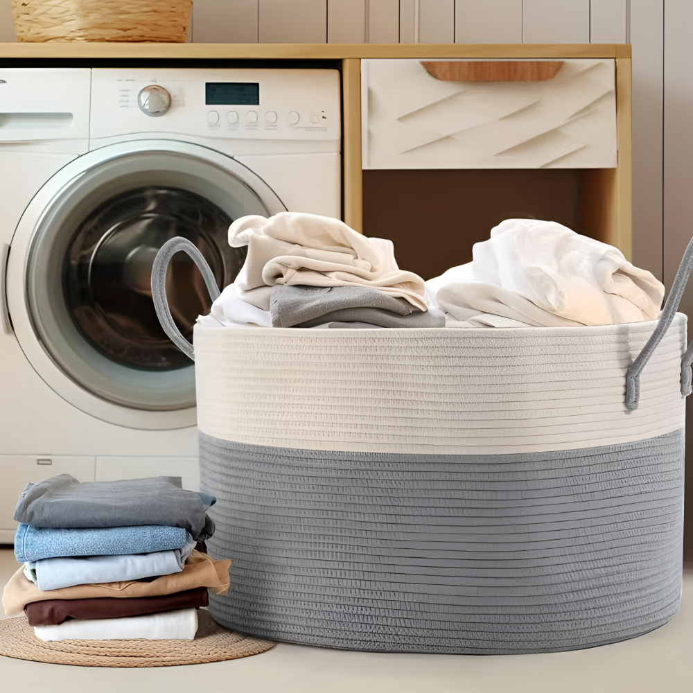 NordWeave XL – Flätad Förvaringskorg 51×34 cm i Brun/Grå