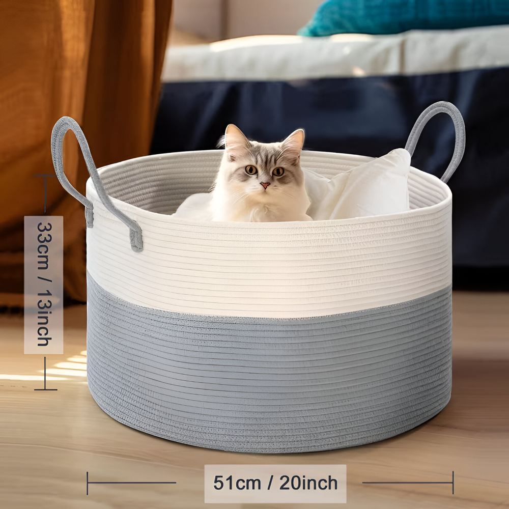 NordWeave XL – Flätad Förvaringskorg 51×34 cm i Brun/Grå