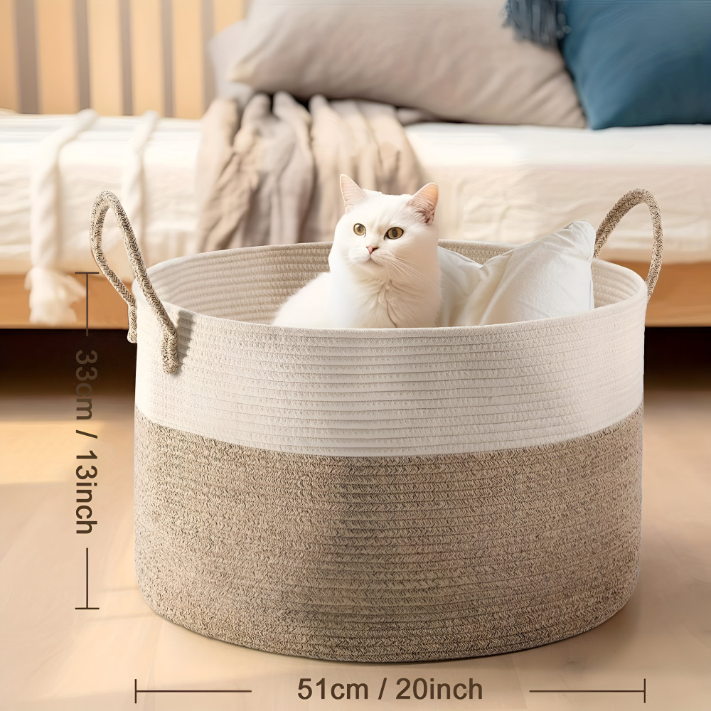 NordWeave XL – Flätad Förvaringskorg 51×34 cm i Brun/Grå