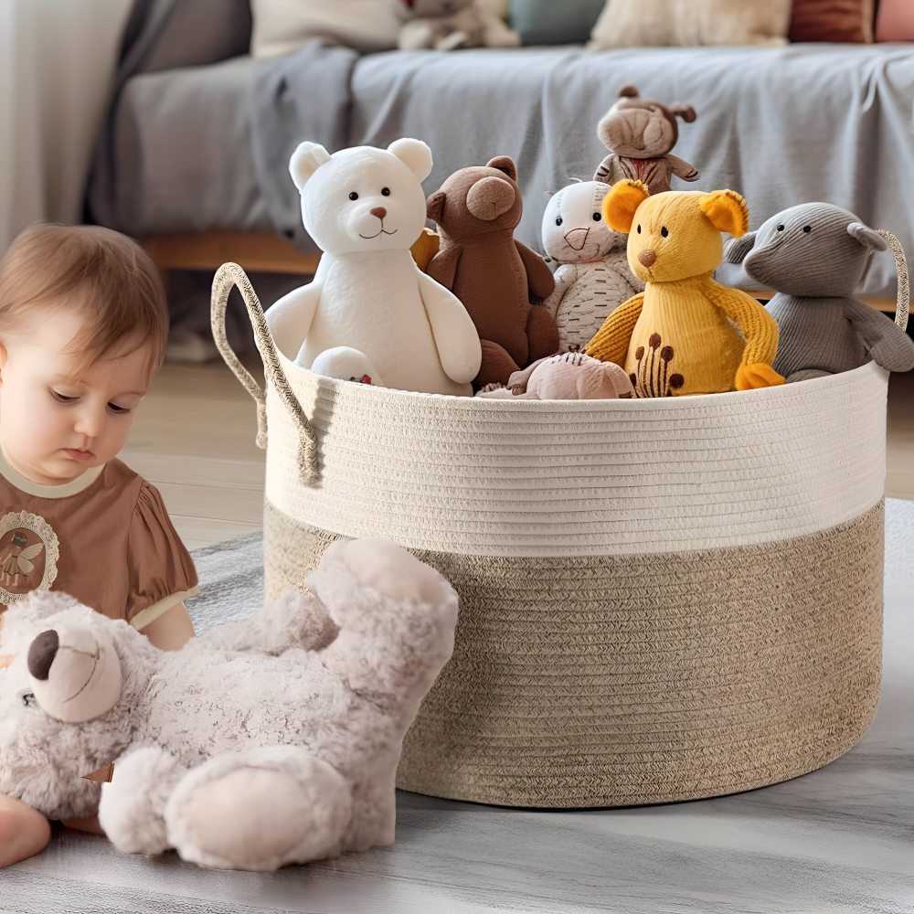 NordWeave XL – Flätad Förvaringskorg 51×34 cm i Brun/Grå