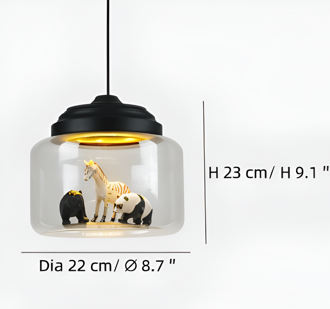 AniLume – Barnpendellampa i Glas med Nordiska Djurmotiv