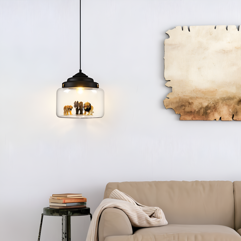 AniLume – Barnpendellampa i Glas med Nordiska Djurmotiv