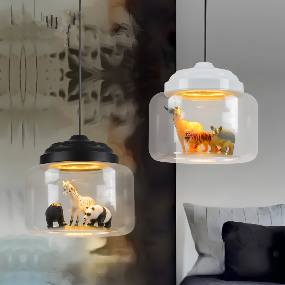 AniLume – Barnpendellampa i Glas med Nordiska Djurmotiv