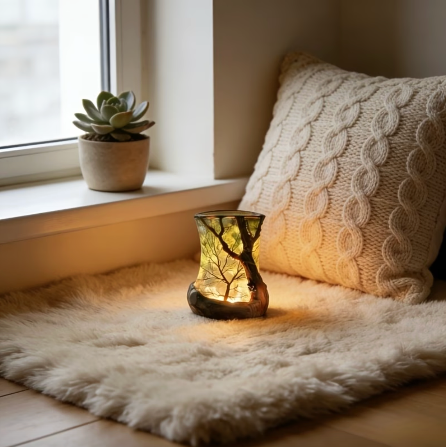 Dekorativ LED-bordslampa med trädgrenmotiv