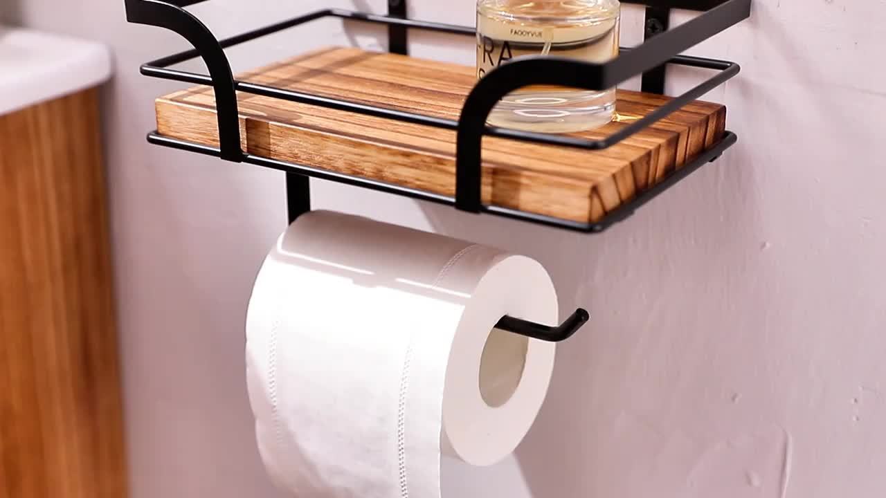 IronEase – Elegant Väggmonterad Handduks- & Förvaringshylla i Smidesjärn