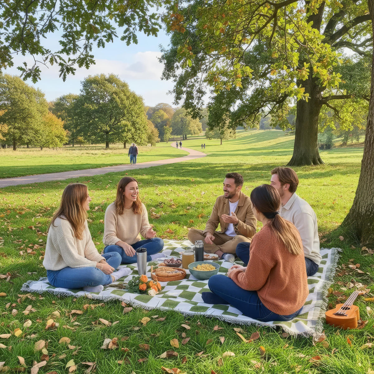 Rutig picknickfilt i mikrofiber – 130 × 180 cm