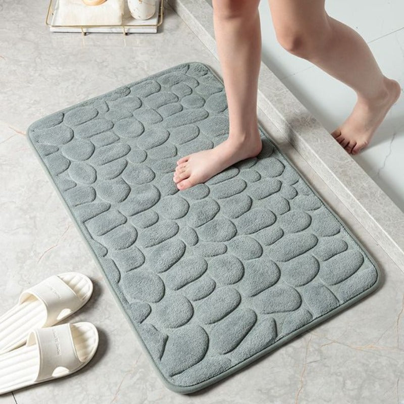 Badrumsmatta i memory foam med stendesign