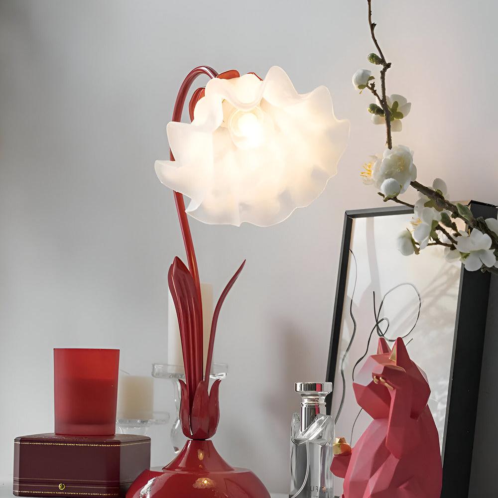 Fleur de Lumière – Bordslampa i fransk antik stil med blomsterdesign – Dekorativ lampa för sovrum & vardagsrum