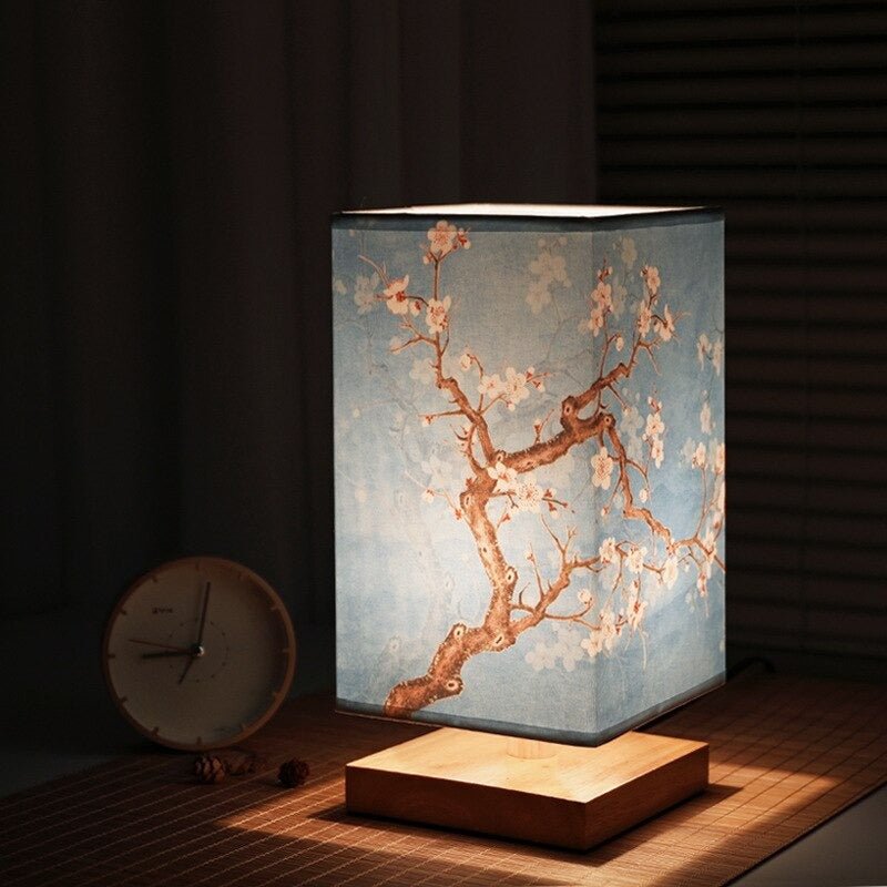 Japandi bordslampa i trä och bambu