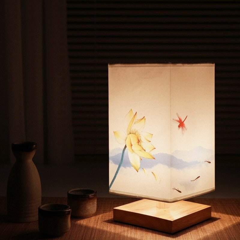 Japandi bordslampa i trä och bambu