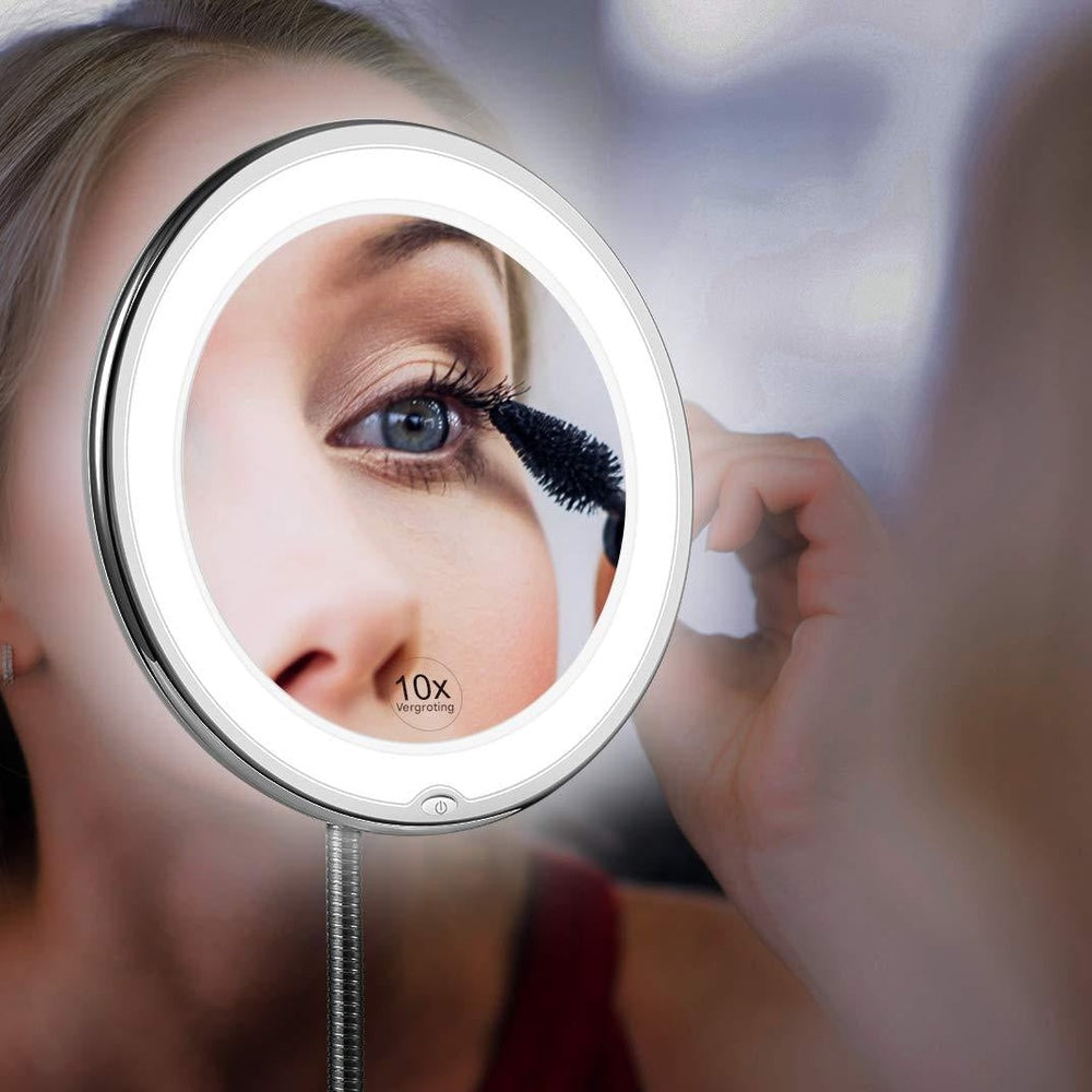 FlexiGlow – LED-förstoringsspegel 10× med Svängbar Svanhals