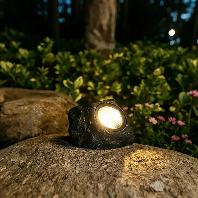 Solcellsdriven trädgårdslampa i stenlook med LED