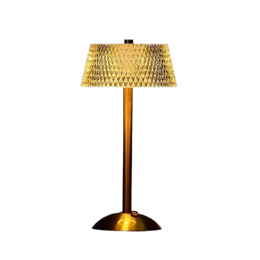 AuroLuxe – Trådlös bordslampa i kristall och metall med elegant LED-belysning