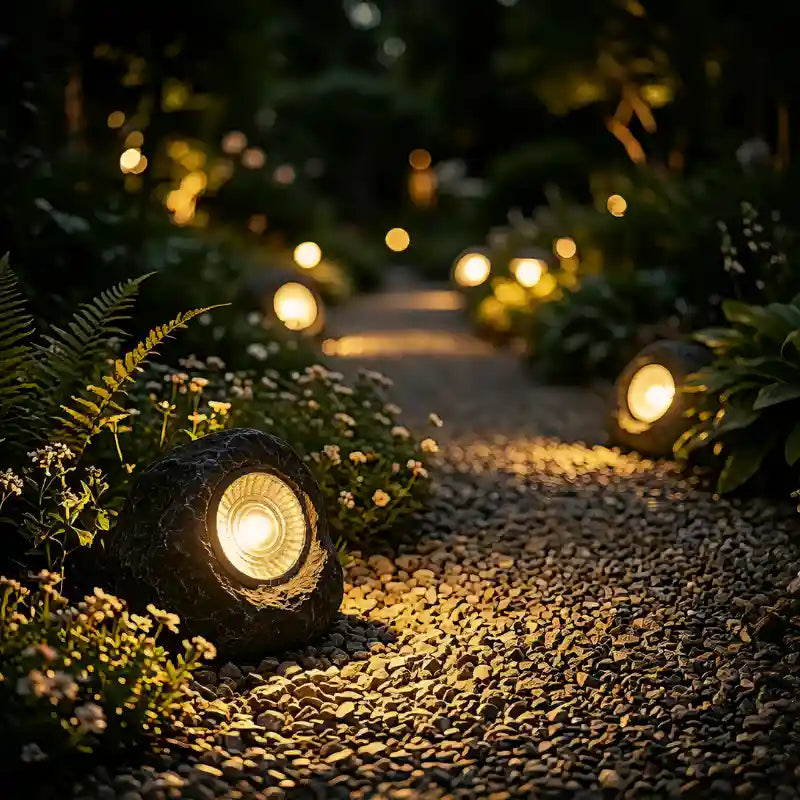 Solcellsdriven trädgårdslampa i stenlook med LED