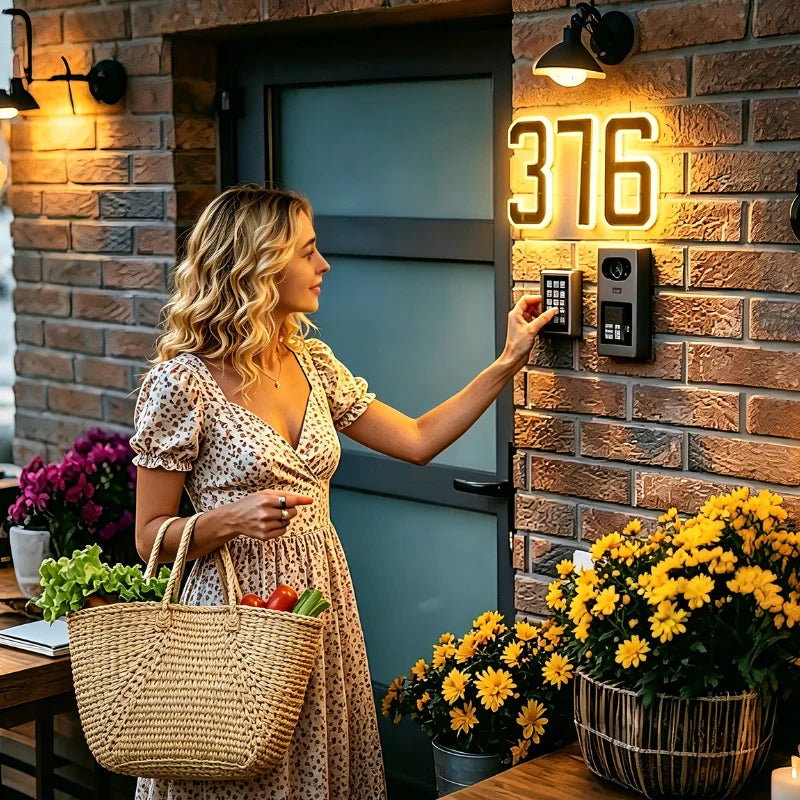 Solcellsdriven LED-husnummerlampa för fasad