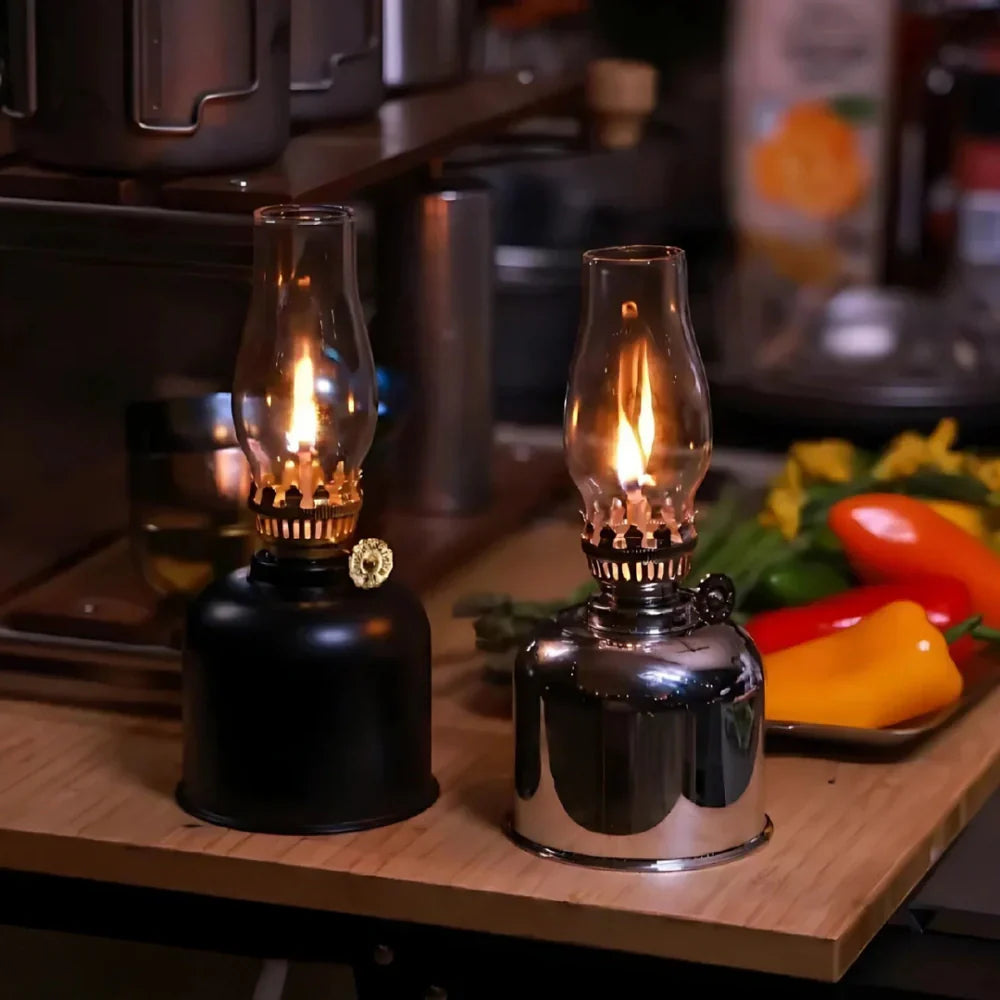 FerroFlame – Vintage oljelampa i galvaniserat järn och glas