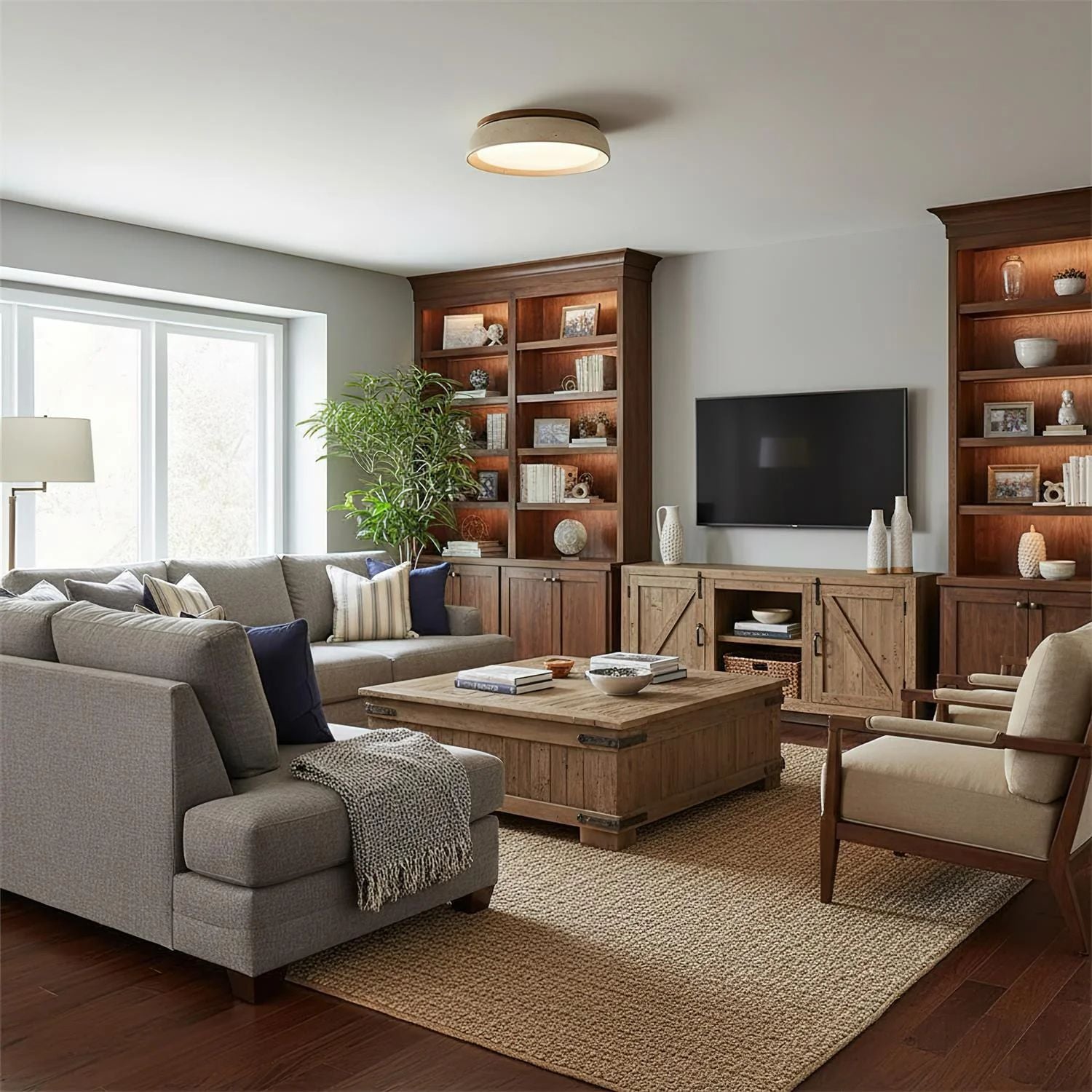 Depiara – Naturlig Plafondlampa i Travertin med Mjuk LED-belysning