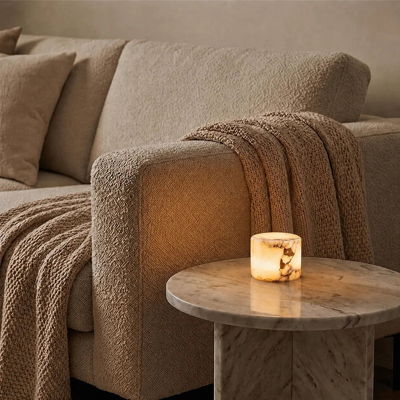 Uppladdningsbar bordslampa i marmor med touchkontroll
