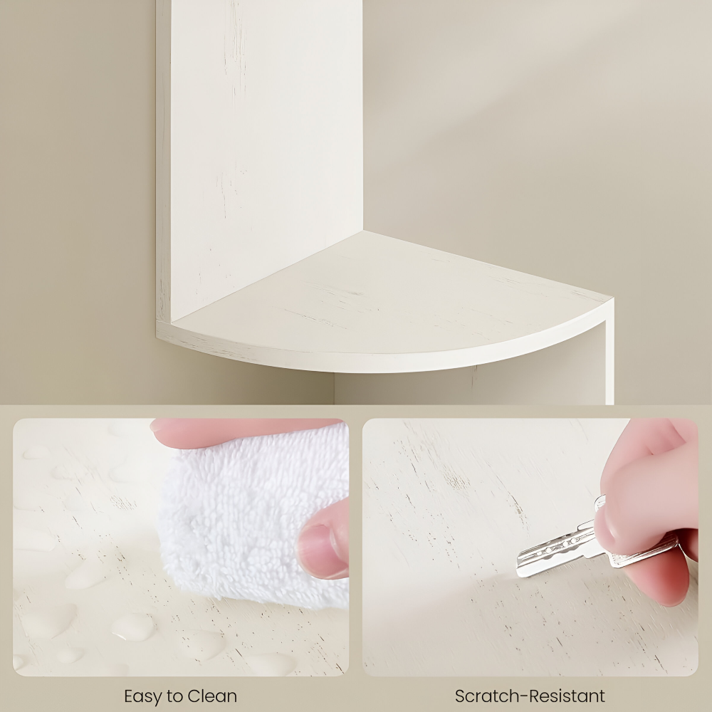 CornerRise – Elegant 5-Stegs Hörnhylla i Rustikt Trä