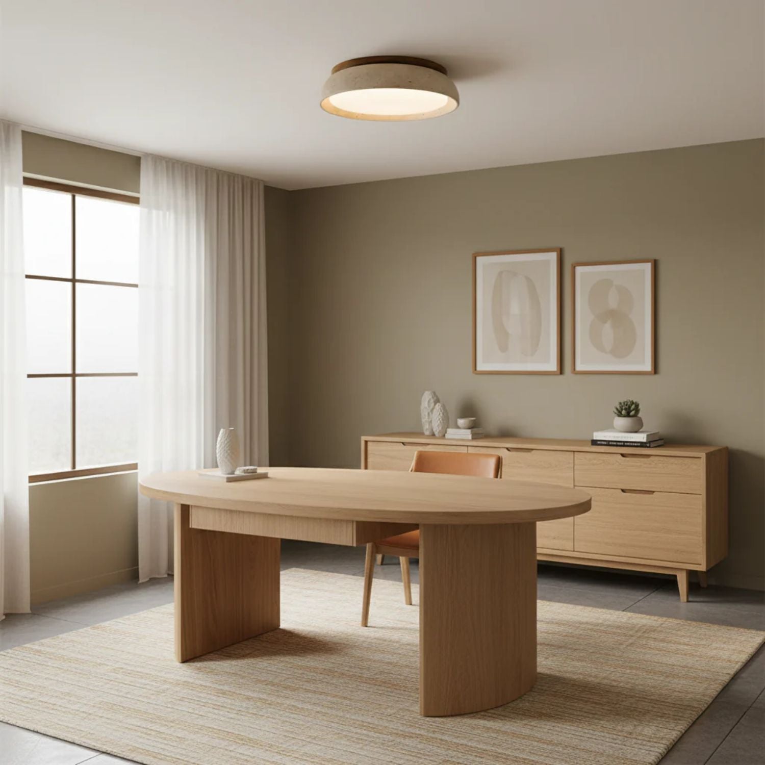 Depiara – Naturlig Plafondlampa i Travertin med Mjuk LED-belysning