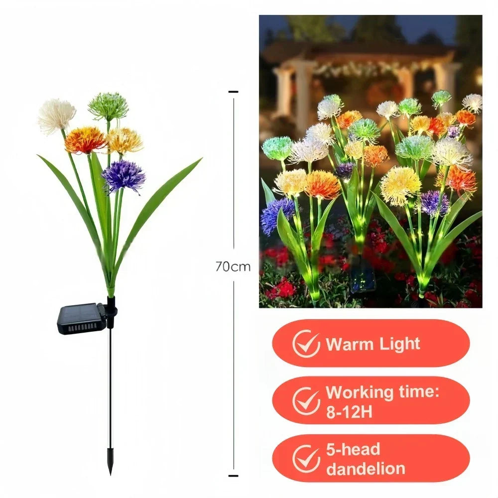 Solcellsdriven trädgårdslampa med maskrosdesign