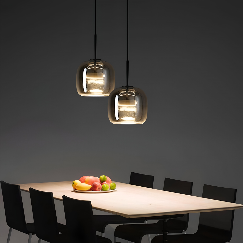 Goblera – Glaspendellampa i Svartgrå Design med Kelchform