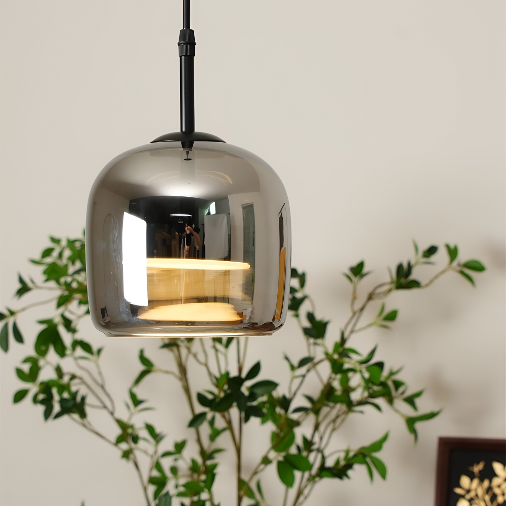 Goblera – Glaspendellampa i Svartgrå Design med Kelchform