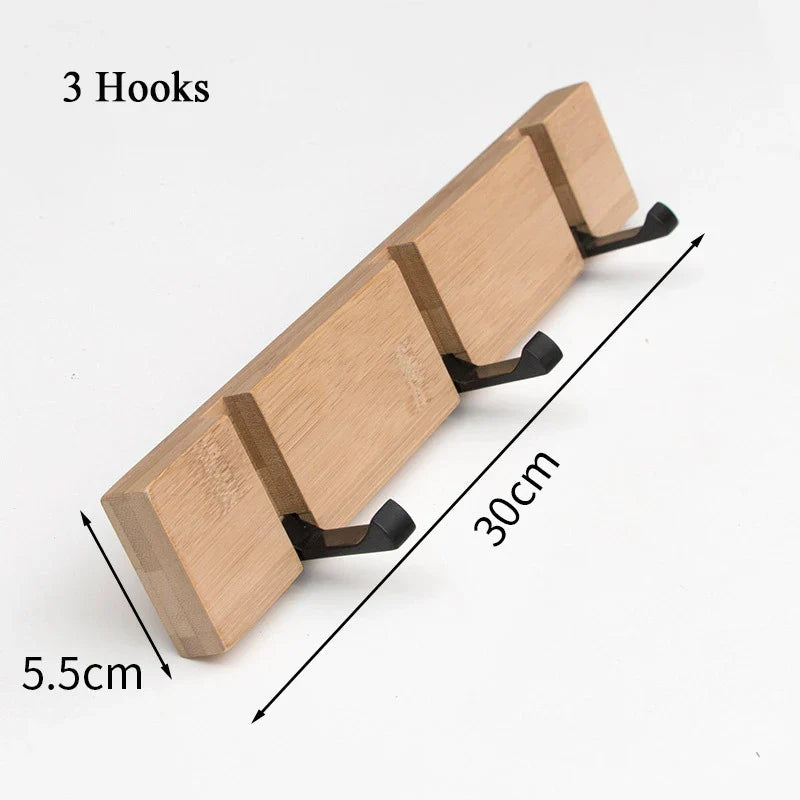 Bambu Väggorganisatör med Fällbara Krokar – Hållbar & Stilren Förvaring