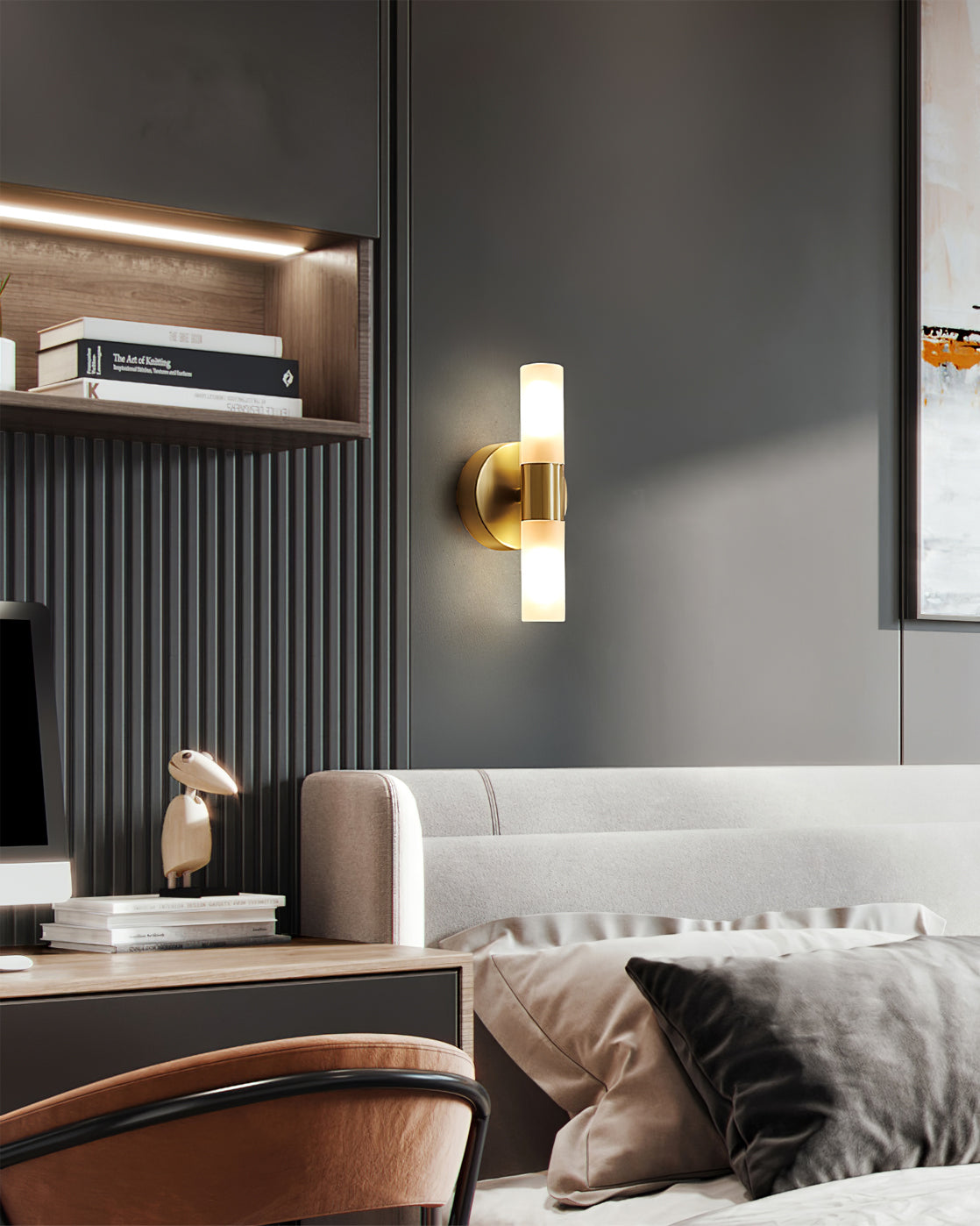 Lario – Elegant Vägglampa i Mässing med Energibesparande LED-belysning