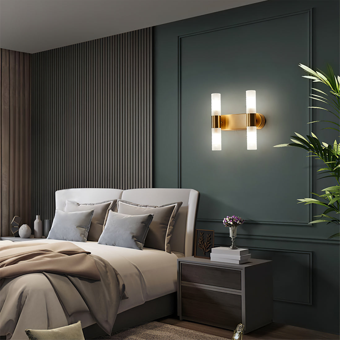 Lario – Elegant Vägglampa i Mässing med Energibesparande LED-belysning